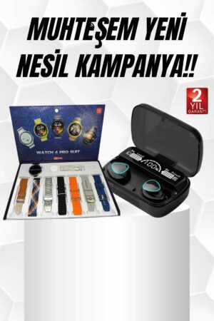 Ucuz Kaliteli Yeni Nesil 7 Kordonlu Akıllı Saat ve Kablosuz Bluetooth Kulaklık ANC Özelliği - Lisinya