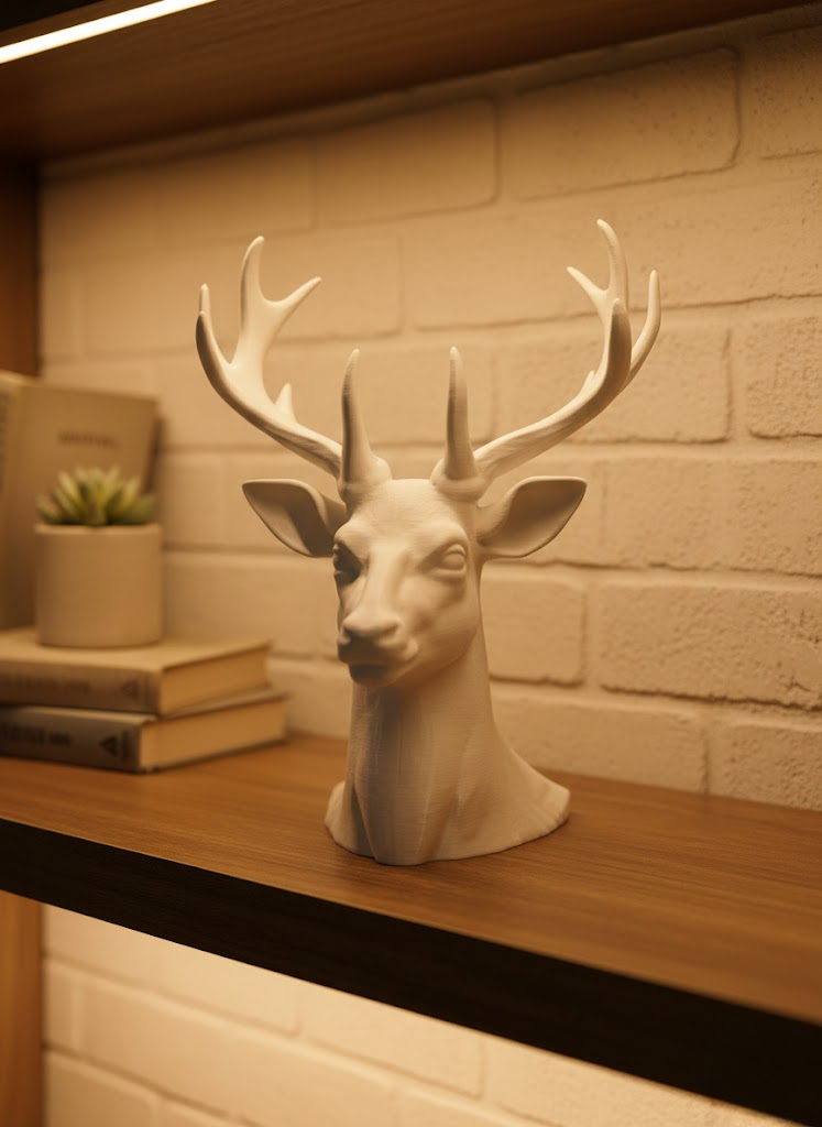 Beyaz Geyik Biblo 23 cm Dekoratif Modern Tasarım - Lisinya