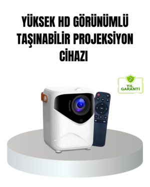 Taşınabilir 1080P HD Akıllı Projektör – 64GB Dahili Hafıza, 2GB RAM, Uzaktan Kumandalı - Lisinya