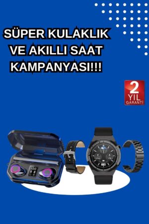 Yeni Nesil Kampanyası Bluetooth Bağlantılı Akıllı Saat ve Kablosuz Kulaklık Dijital Göstergeli - Lisinya