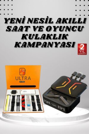 Powerbank Kulaklık ve 7 Kordonlu Akıllı Saat Çoklu Şarj Girişi Bluetooth Bağlantılı - Lisinya