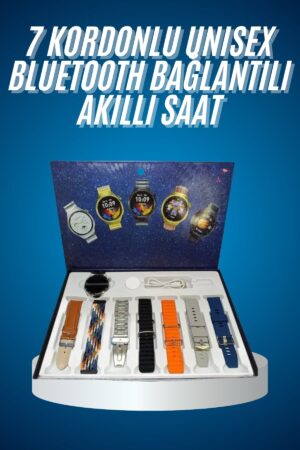 Unısex Yuvarlak Ekranlı 7 Kordonlu Akıllı Saat GPS Destekli Çoklu Kordon Seçeneği - Lisinya