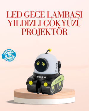 Robot Tasarımlı Bluetooth Hoparlörlü Yıldızlı Gökyüzü Projektör - Lisinya