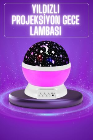 Yıldız Görünümlü Gece Lambası Renkli Masa Lambası Gökyüzü Projeksiyon - Lisinya