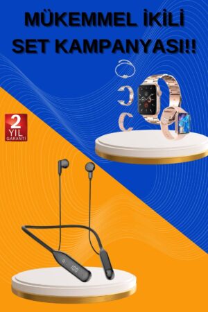 Kablolu Bluetooth Kulaklık ve Kadınlara Özel Bileklik Hediyeli Yeni Nesil Akıllı Saat 3 Kordonlu - Lisinya