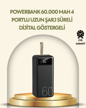 Tüm Cihazlarla Uyumlu LED Fenerli 4 Çıkışlı Powerbank - Lisinya