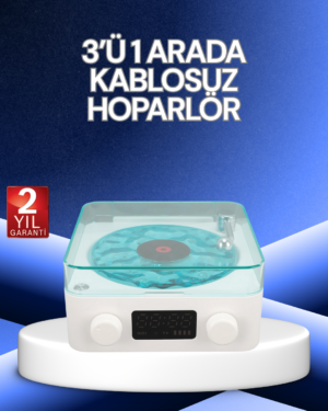 3-1 Kablosuz Bluetooth Hoparlör – Gece Lambalı, Saatli, Retro Tasarım - Lisinya