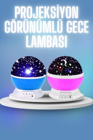 Renkli Yıldızlı Gökyüzü Projeksiyon Gece Lambası Pilli ve USB Kablolu - Lisinya