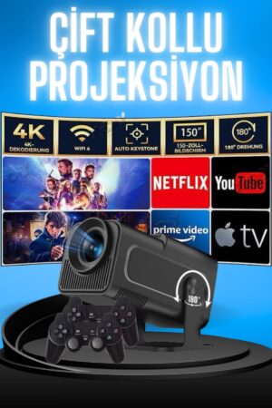 Projektör Siyah Android Taşınabilir Sinema Projeksiyon Wifi Destekli En Güncel Sürüm Akıllı - Lisinya