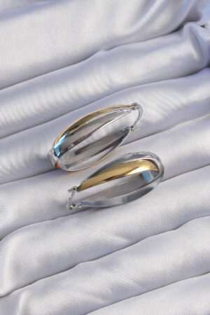 Pirinç Gold Gümüş Renkli Uzun Kıvrımlı Küpe - Lisinya