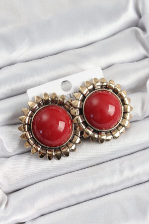 Pirinç Bordo Vintage Model Gold Renk Kadın Küpe - Lisinya