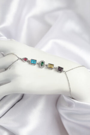 Pirinç Renkli Zirkon Taşlı Model Gümüş Renk Şahmeran - Lisinya