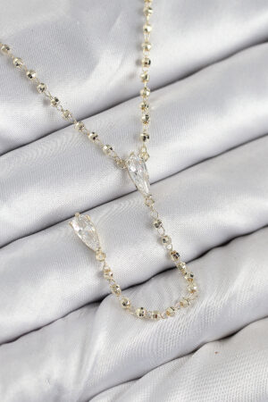 Pirinç Zirkon Taşlı Gold Renk Kadın Y Kolye - Lisinya