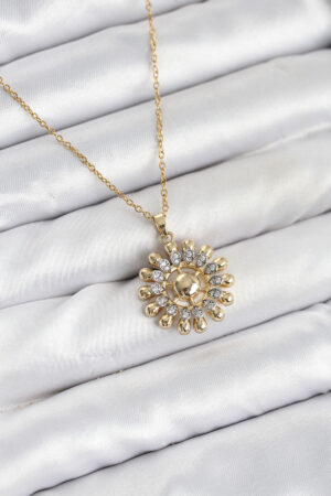 316L Çelik Zincir Gold Renk Güneş Model Kadın Kolye - Lisinya