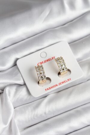 14K Gold Renk Kaplama Zirkon Taşlı CM Kadın Küpe - Lisinya