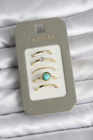 Pirinç Gold Renk 5'li Yüzük Seti - Lisinya