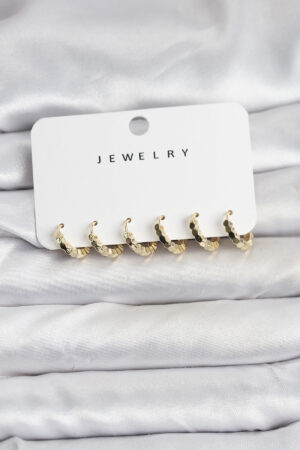 Gold Renk Pirinç Minimal Petek Detaylı Kadın Küpe Seti - Lisinya