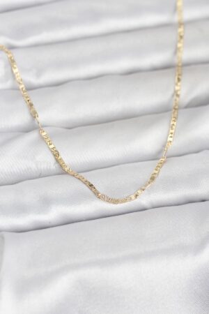 CM 14K Gold Renk Yassı Zincir Model 60 cm Kadın Kolye - Lisinya