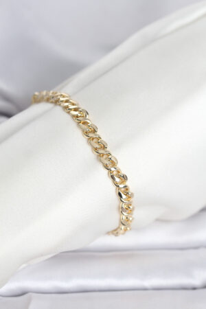 CM 14K Gold Renk Yassı Zincir Model Kadın Bileklik - Lisinya