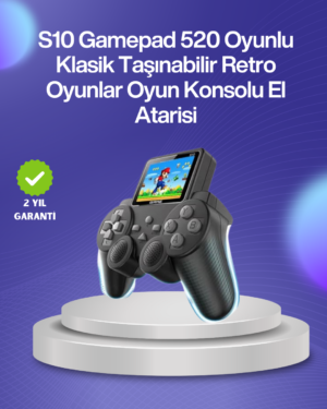 500 Oyunlu Nostaljik El Tipi Oyun Konsolu, Taşınabilir Şarjlı Cihaz, Renkli Ekran ve TV Destekli - Lisinya