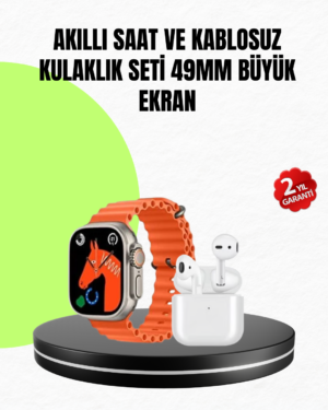 Watch 9 Max Akıllı Saat Seti 2 Kordonlu Kablosuz Kulaklık Hediyeli - Lisinya