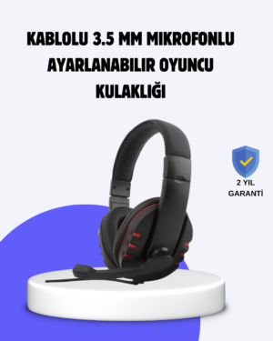 Kırmızı Oyuncu Kulaklığı Mikrofonlu Ayarlanabilir Konforlu Tasarımlı - Lisinya