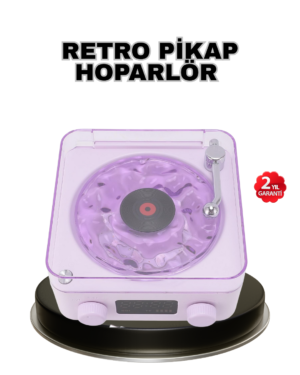 Projektör Işıklı Retro Hoparlör Bluetooth AUX USB Hafıza Kartlı 360° Sesli Şarjlı - Lisinya