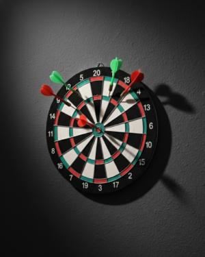 17 İnç Dart Tahtası Sağlam Ahşap Gövde ve Metal İğneli Dart Okları - Lisinya