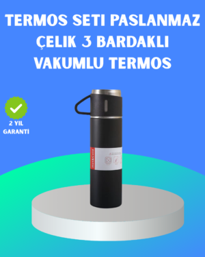 304 Çelik Termos Seti | 2 Bardaklı, 500 ml, Uzun Süre Isı Koruma - Lisinya