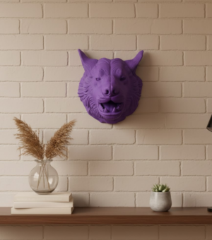 Özel Seri Mor Kurt Duvar Süsü Hediyelik Dekoratif Asılabilir Heykel - Lisinya