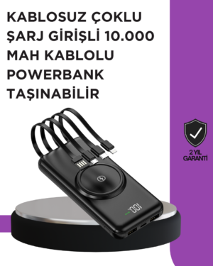 Çoklu Cihaz Uyumu ile Kablolu ve Kablosuz Şarj – Pratik Powerbank - Lisinya