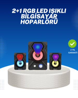 RGB Işıklı USB Hoparlör Seti 9W Çıkış Gücü Derin Bas - Lisinya