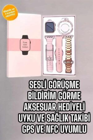 Akıllı Saat Amoled Ekran 3 Kordonlu Aksesuar Hediyeli Sesli Görüşme - Lisinya