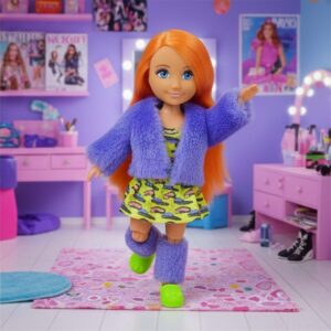 Moda İkonu Bebek Figür 13 cm - Turuncu Saçlı Neon Şıklık (Lisinya)