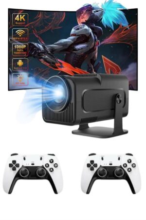 Çift Kollu Game Box Projeksiyon Cihazı Kumandalı Android Tv Dahili Hoparlör - Lisinya