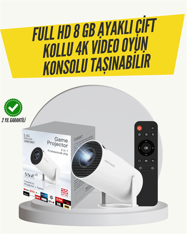 Kablosuz 4K Projeksiyon – Wi‑Fi 6 & Bluetooth 5.0 ile Oyun ve Uygulama Merkezli - Lisinya