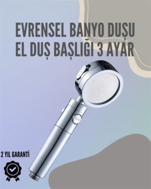 Paslanmaz Çelik Çok Fonksiyonlu El Duş Başlığı – 3 Modlu Püskürtme Seçeneği - Lisinya