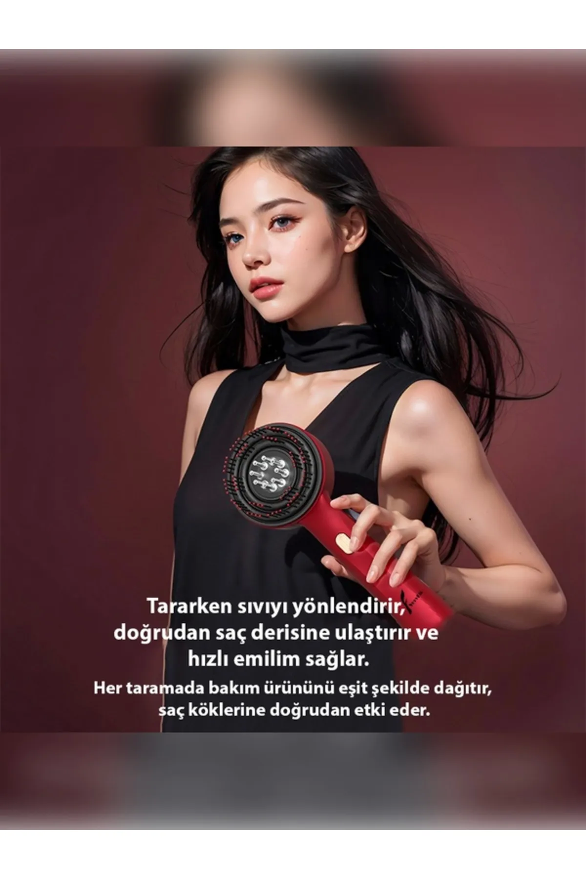 Şarjlı Ve Titreşimli Saç Masaj Tarağı Bakım Yağı Hazneli Fırça ( Lisinya )