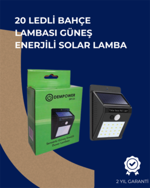 Solar Enerjili 20 LED Duvar Lambası | Hareket Sensörlü, Su Geçirmez, Kablo Gerektirmez - Lisinya