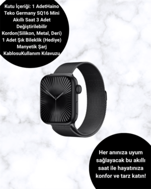 SQ-16 Mini Series 10 Akıllı Saat | Şık ve Hafif Tasarım, 3 Kordon Seçeneği - Lisinya