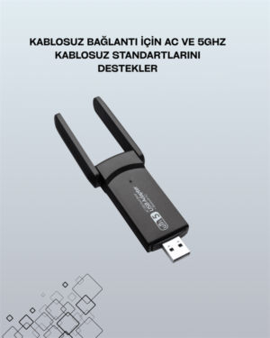 Tak-Çalıştır Özellikli Çift Bant WiFi Adaptör – 1200 Mbps - Lisinya