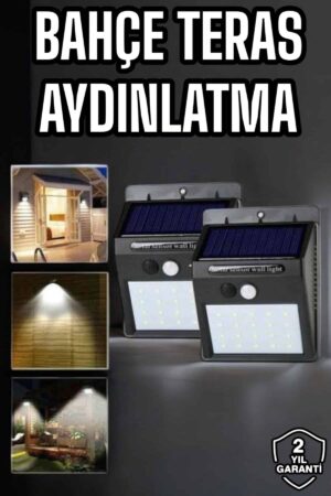 Solar Lamba Giriş, Bahçe Yol Avlu Hareket Sensörlü Led Parlak Gece Su Geçirmez - Lisinya